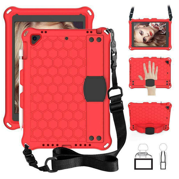 Kids Case For iPad 7th Gen (10.2 2019) EVA Foam Rugged Shoulder Strap Back Cover