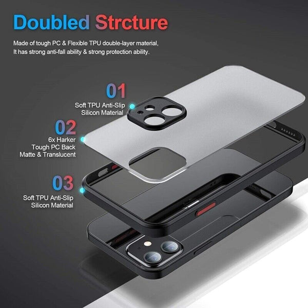 Shockproof Armor Matte Case For iPhone 14 Pro Max Bumper Clear Hard PC Cover