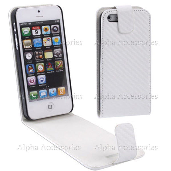 For iPhone 5 5S SE Case Shockproof Carbon Fiber Leather Pouch Magnetic Cover  UK