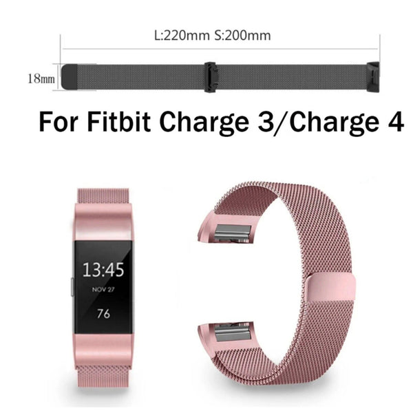 Wristwatch Strap For Fitbit Charge 3 4 Strap Stainless Metal Milanese Band