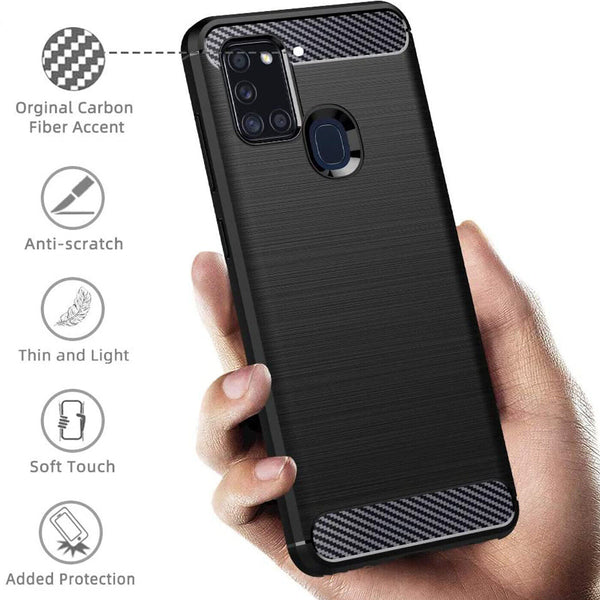 Case For Huawei P40 P30 P Smart Shockproof Carbon TPU Fiber Thin Silicone Cover