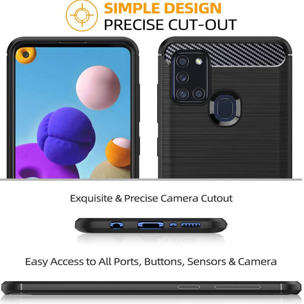 Case For Huawei P40 P30 P Smart Shockproof Carbon TPU Fiber Thin Silicone Cover