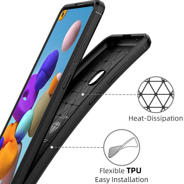 Case For Huawei P40 P30 P Smart Shockproof Carbon TPU Fiber Thin Silicone Cover