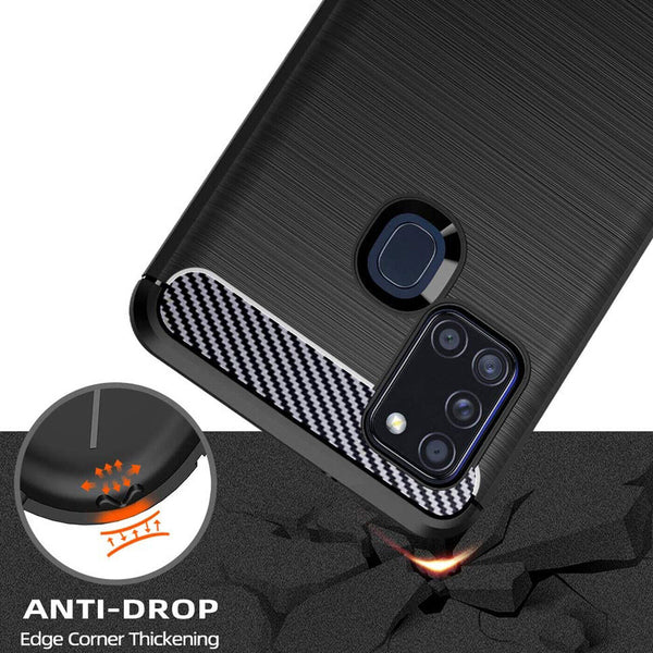 Case For Huawei P40 P30 P Smart Shockproof Carbon TPU Fiber Thin Silicone Cover