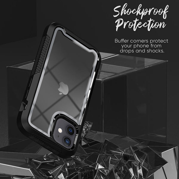 For iPhone 12 Case Shockproof Hybrid PC Hard Clear Back Tough Bumper Cover UK