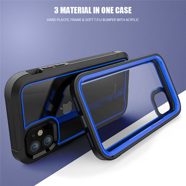 For iPhone 12 Case Shockproof Hybrid PC Hard Clear Back Tough Bumper Cover UK