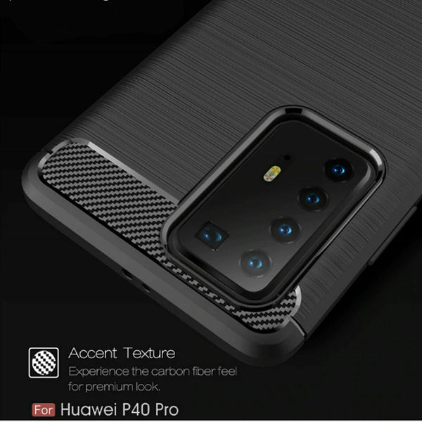 Shockproof Case For Huawei P40 Lite Pro Carbon TPU Fiber Thin Silicone Cover UK