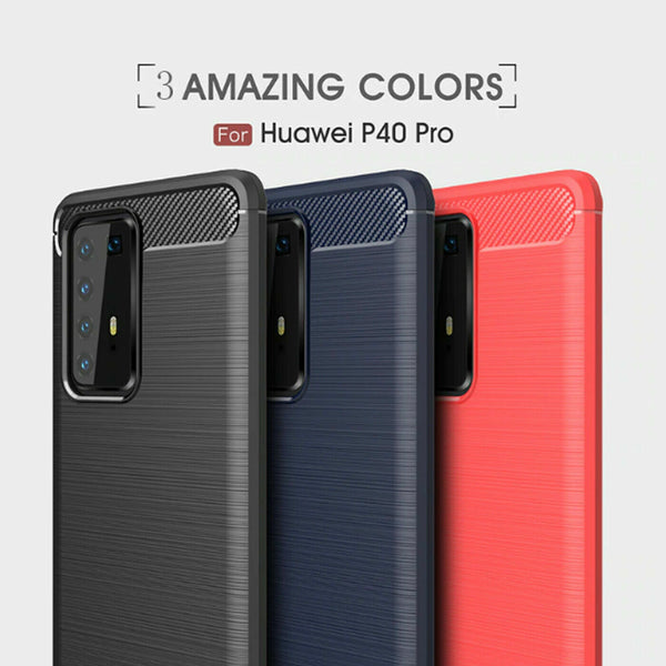 Shockproof Case For Huawei P40 Lite Pro Carbon TPU Fiber Thin Silicone Cover UK