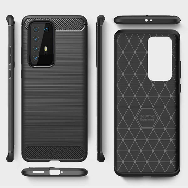 Shockproof Case For Huawei P40 Lite Pro Carbon TPU Fiber Thin Silicone Cover UK