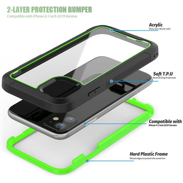 For iPhone 12 Case Shockproof Hybrid PC Hard Clear Back Tough Bumper Cover UK