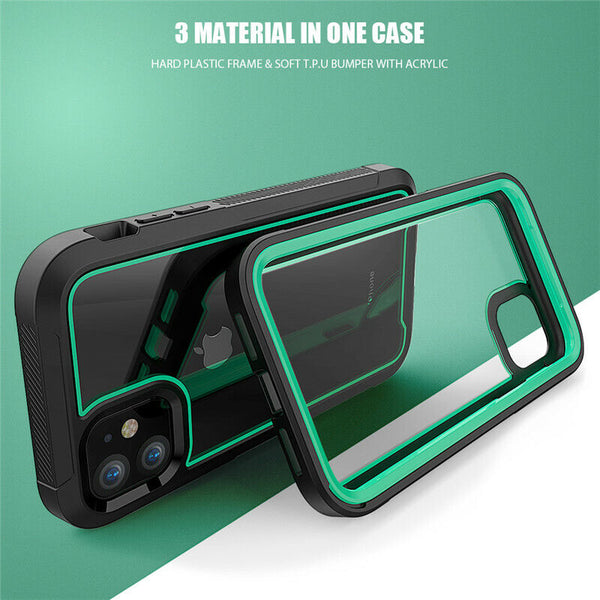 For iPhone 12 Case Shockproof Hybrid PC Hard Clear Back Tough Bumper Cover UK