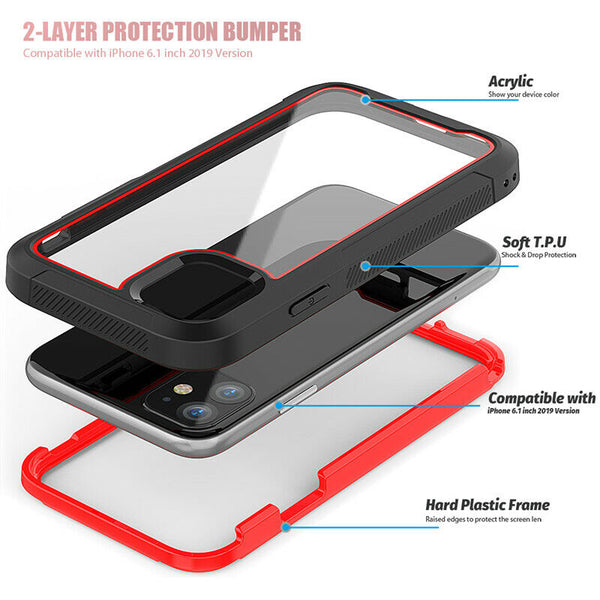 For iPhone 12 Case Shockproof Hybrid PC Hard Clear Back Tough Bumper Cover UK