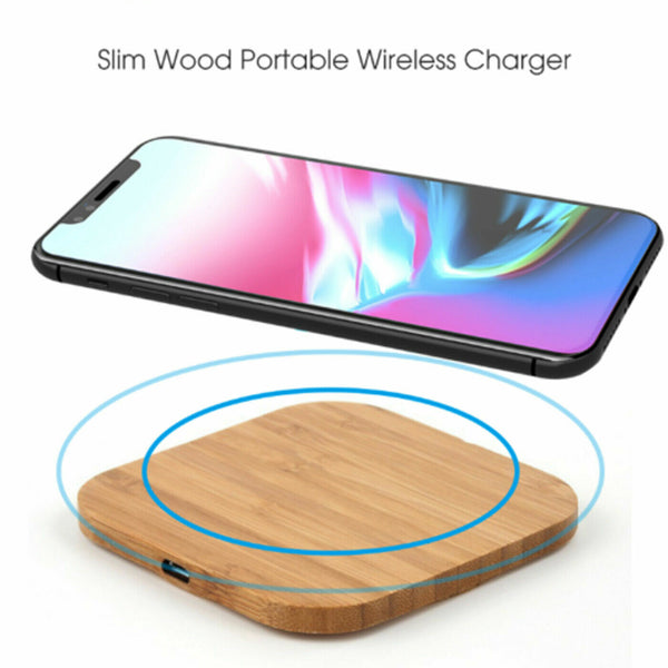 Fast Wireless Charging For iPhone 15 Plus Pro Max Wooden Charger Dock Pad Mat-UK