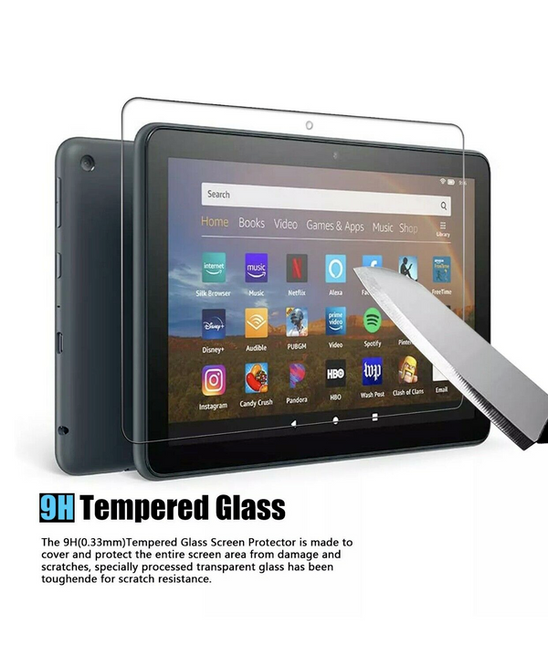 Tempered Glass Screen Protector For Amazon Fire 7 HD 10 8 2022 2023 Alexa Cover