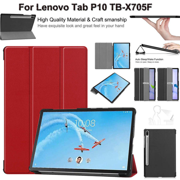 For Lenovo Tab P10 TB-X705F Leather Case Magnetic Stand Slim Book Smart Cover