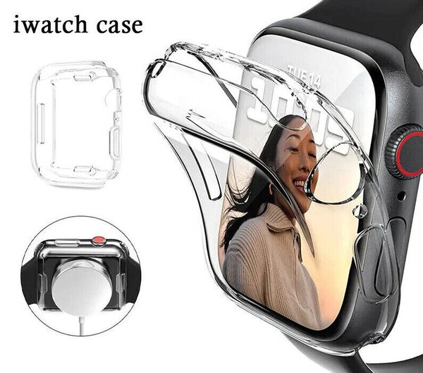 Case for Apple Watch 7 8 Series Soft TPU Clear Silicon Screen Protector Cover