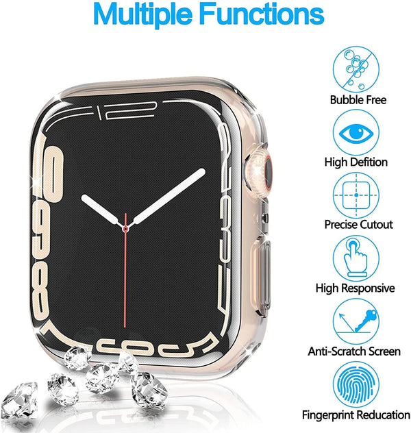 Case for Apple Watch 7 8 Series Soft TPU Clear Silicon Screen Protector Cover