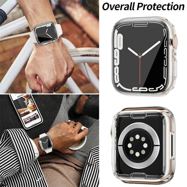 Case for Apple Watch 7 8 Series Soft TPU Clear Silicon Screen Protector Cover