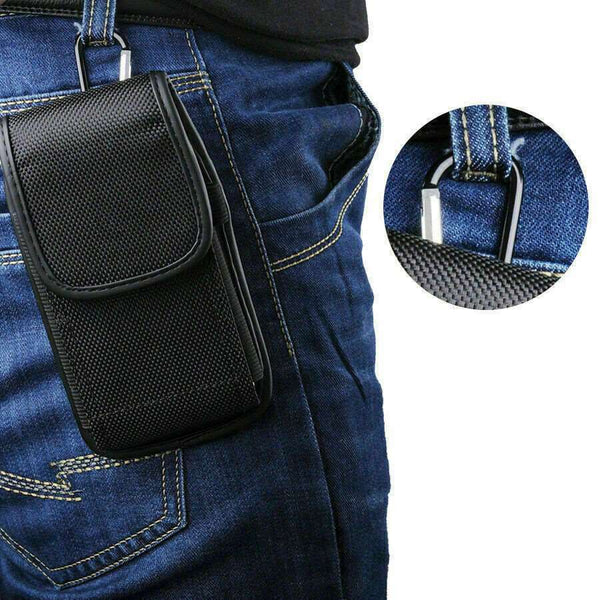 For OPPO A12 A73 A93 A94 Universal Nylon Belt Loop Holster Hook Case Cover Pouch