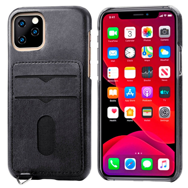 For iPhone 11 Pro Max Shockproof Leather Credit Card Slot Wallet Case Back Cover