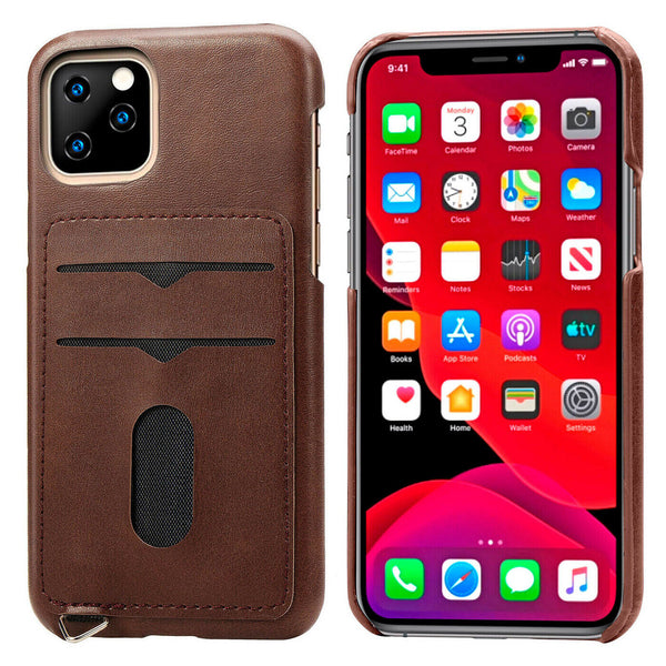 For iPhone 11 Pro Max Shockproof Leather Credit Card Slot Wallet Case Back Cover