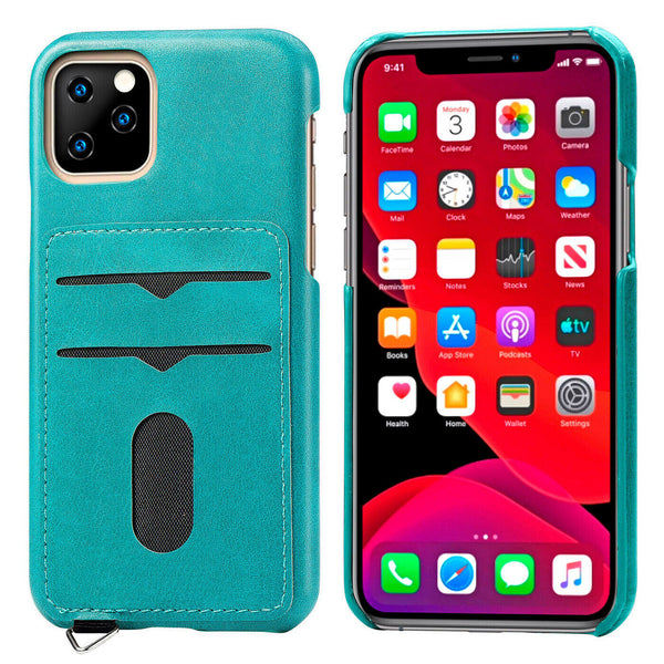 For iPhone 11 Pro Max Shockproof Leather Credit Card Slot Wallet Case Back Cover