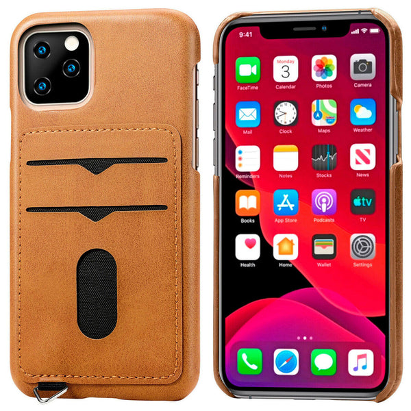 For iPhone 11 Pro Max Shockproof Leather Credit Card Slot Wallet Case Back Cover