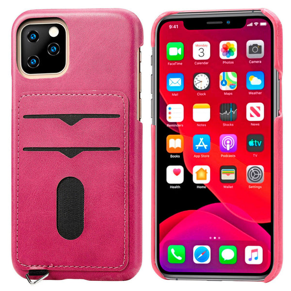 For iPhone 11 Pro Max Shockproof Leather Credit Card Slot Wallet Case Back Cover