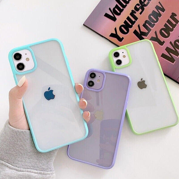 Case for Apple iPhone 12 Clear Shockproof Silicone Candy Color Back Phone Cover