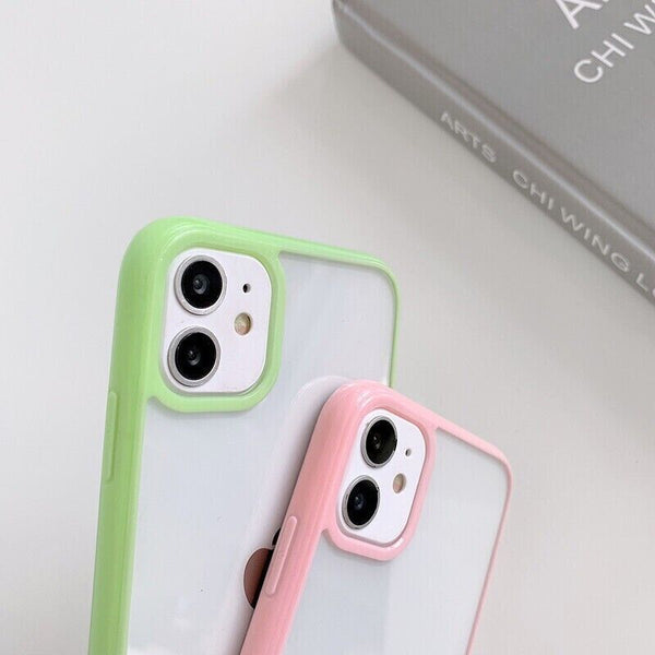 Case for Apple iPhone 12 Clear Shockproof Silicone Candy Color Back Phone Cover