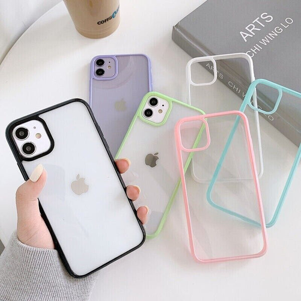 Case for iPhone 14 Plus Pro Max Clear Shockproof Silicone Candy Color Cover UK