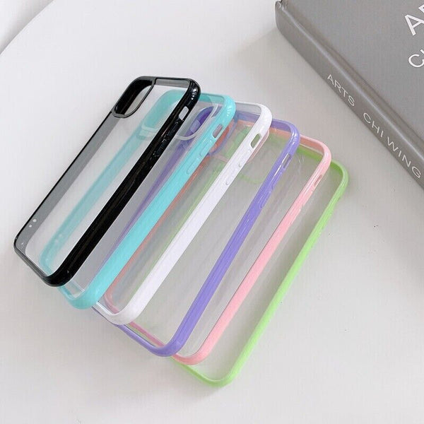 Case for iPhone 14 Plus Pro Max Clear Shockproof Silicone Candy Color Cover UK