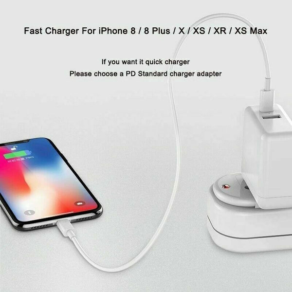 USB-C Type to 8 Pin Fast Charging Cable iPhone iPad Macbook 8 7 X XR 11 12 2M