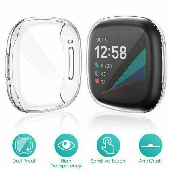 For Fitbit Versa  3 4 Fitbit Sense 2 Watch Full Cover Screen Protector TPU Case