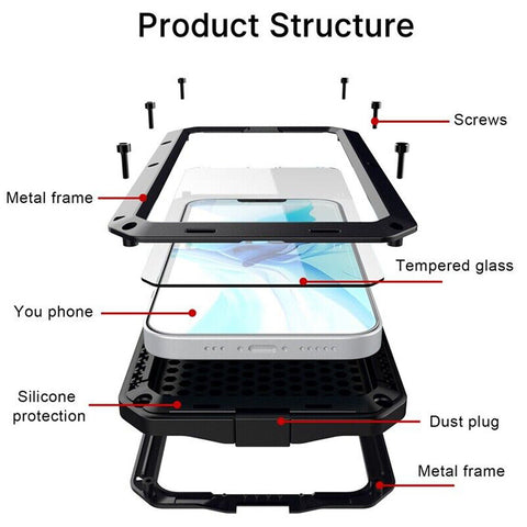 Heavy Duty Cover Gorilla Metal Case Shockproof For iPhone 15 14 13 12 Pro XR X 8