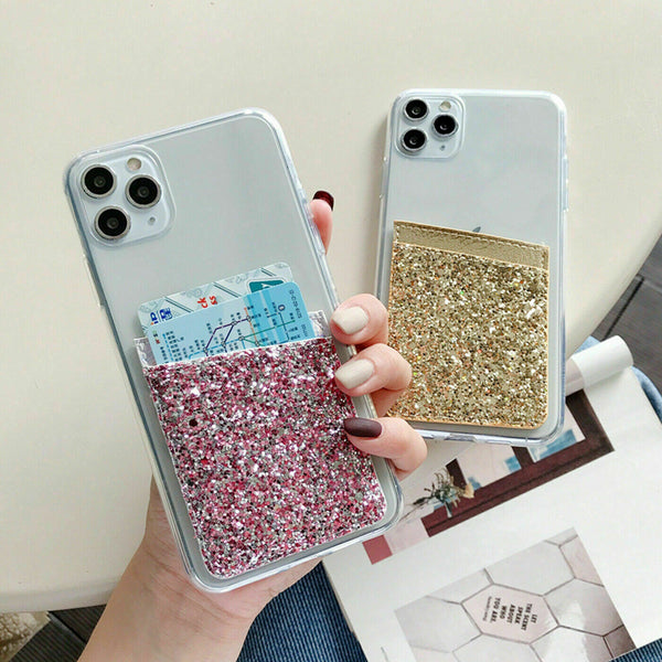 Shockproof Wallet Glitter Case For iPhone 12 Mini Silicone Coin Card Slots Cover