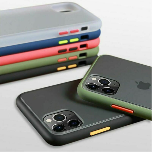 Silicone Case For iPhone 11 8 7 XS X XR SE 2020 Genuine Color Button Matte Cover