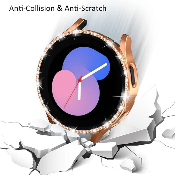 For Galaxy Watch 6 5 4 40mm 44mm Bling Glass Screen Protector Diamond Case Cover