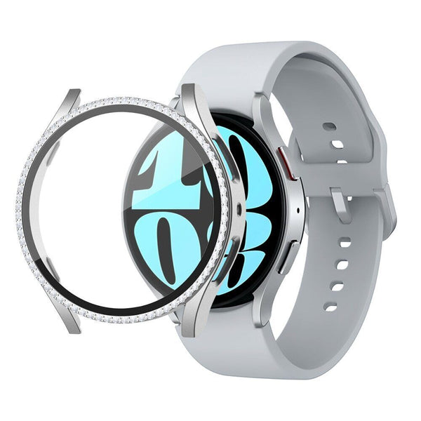 For Galaxy Watch 6 5 4 40mm 44mm Bling Glass Screen Protector Diamond Case Cover