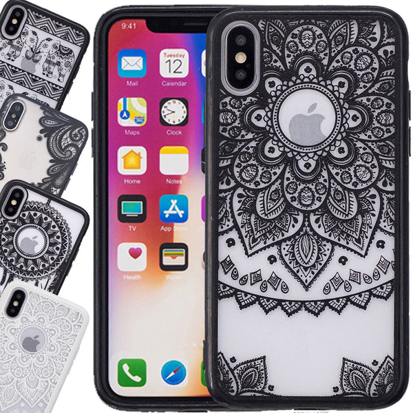 Thin Henna Lace Floral Aztec Mandala Elephant Hard Case Cover For iPhone 8+ 7+