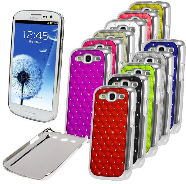 For Samsung Galaxy S3 SIII i9300 Luxury Chrome Design Bling Diamond Case Cover