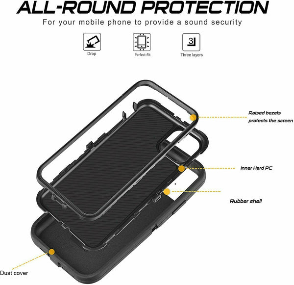 For iPhone 12 Pro Max Shockproof Heavy Duty Hybrid Armour Defender PC Case Cover