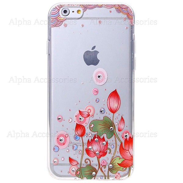 For iPhone 6 6s Soft Diamond TPU Printed Silicon Gel Bling Case Cover UK