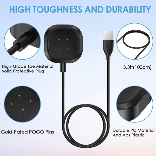 USB Charging Cable Dock For Fitbit Versa 3 4 Sense 2 Watch Wireless Charger 30cm