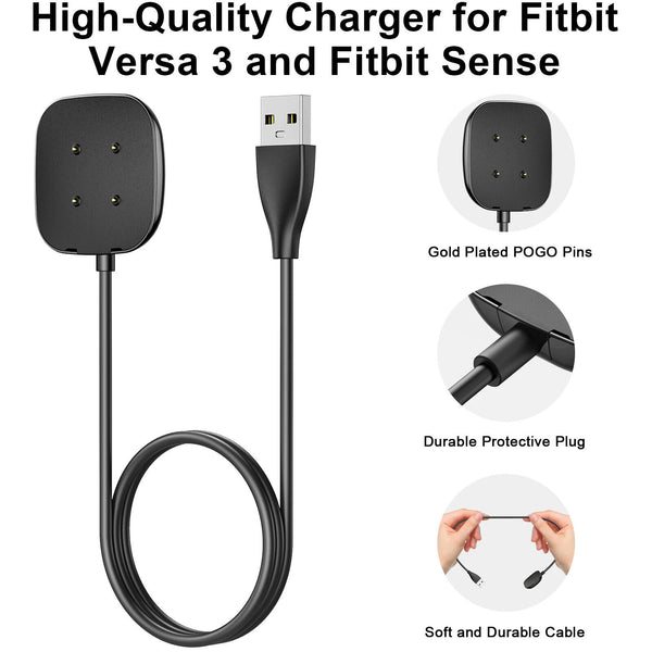 USB Charging Cable Dock For Fitbit Versa 3 4 Sense 2 Watch Wireless Charger 30cm