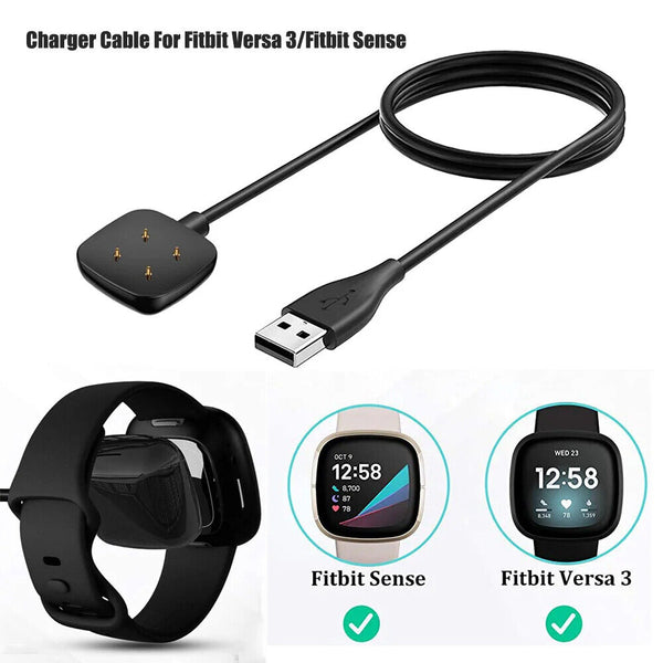 USB Charging Cable Dock For Fitbit Versa 3 4 Sense 2 Watch Wireless Charger 30cm