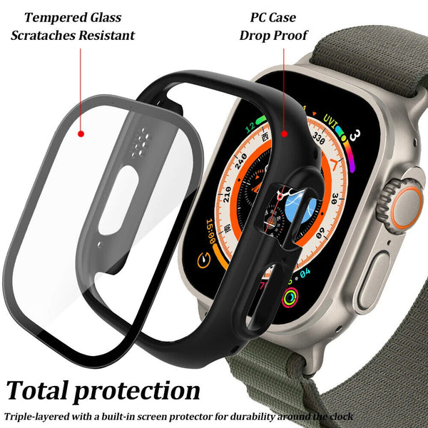 For Apple Watch Ultra 2 49mm Hard Glass Screen Protector Case Cover