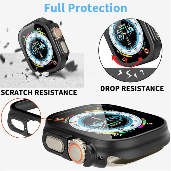 For Apple Watch Ultra 2 49mm Hard Glass Screen Protector Case Cover