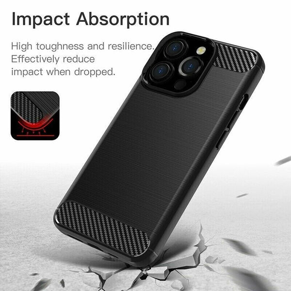 For Apple iPhone 13 Pro Max Carbon Fiber Shockproof Texture Case Soft TPU Cover