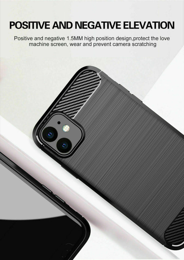 For Apple iPhone 13 Pro Max Carbon Fiber Shockproof Texture Case Soft TPU Cover